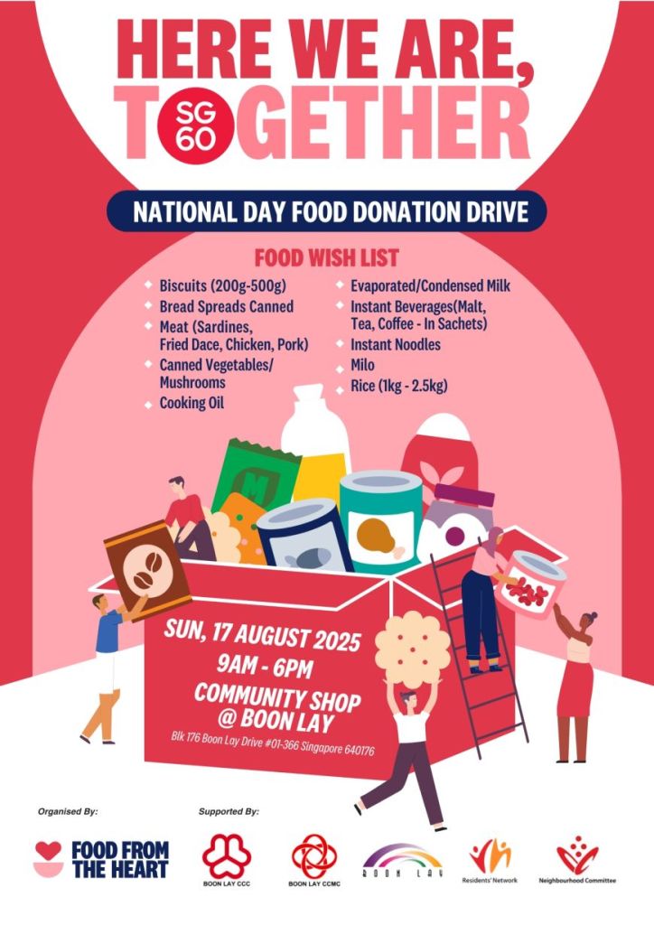 Food from the Heart's National Day Food Donation Drive to raise food for the less-fortunate in Singapore